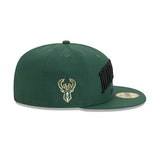 New Era 59Fifty Milwaukee Text Green Milwaukee Bucks Fitted Hat - Right Side View