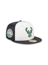 New Era 59Fifty Satin Icon Milwaukee Bucks Fitted Hat- angled right 