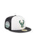 New Era 59Fifty Satin Icon Milwaukee Bucks Fitted Hat- angled right 