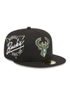 New Era 59Fifty Neon Side Hit Milwaukee Bucks Fitted Hat in Black - Angled Right Side View