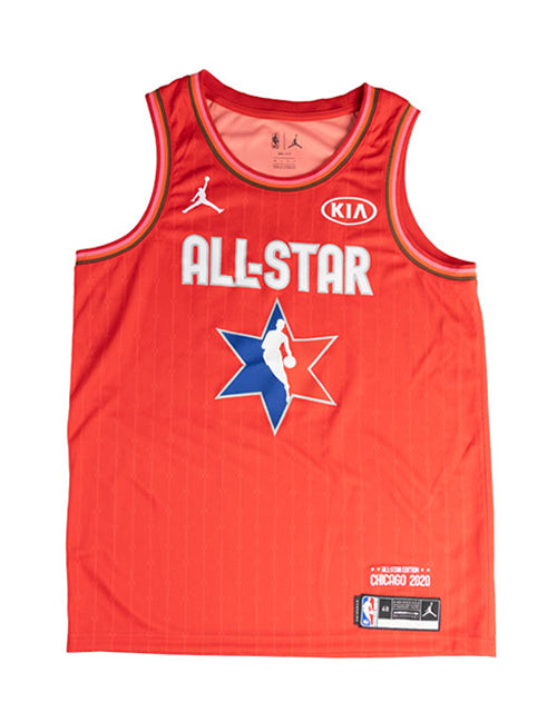 Signed Jordan 2020 All-Star Giannis Antetokounmpo Red Milwaukee Bucks Swingman Jersey-front