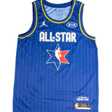 Signed Jordan 2020 All-Star Giannis Antetokounmpo Blue Milwaukee Bucks Swingman Jersey-front