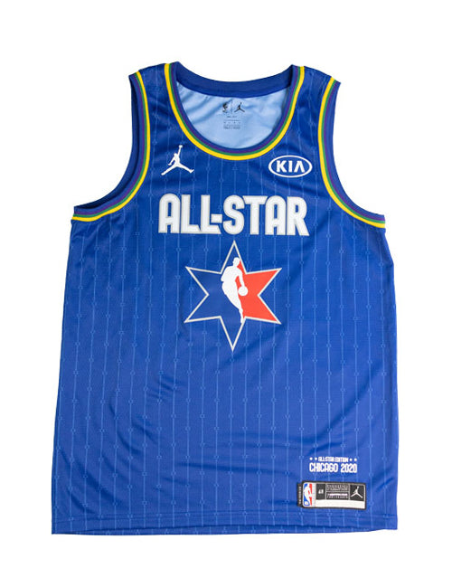 Signed Jordan 2020 All-Star Giannis Antetokounmpo Blue Milwaukee Bucks Swingman Jersey-front