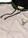 Big & Tall Contrast Stitch Milwaukee Bucks Fill Zip Hooded Sweatshirt-closeup