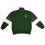 Big & Tall fanatics Pieced Green Milwaukee Bucks 1/4 Zip Pullover