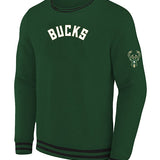 Big & Tall Rib Milwaukee Bucks Crew Neck Sweatshirt in Green - Front View