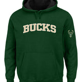 Big & Tall Tackle Twill Word Milwaukee Bucks hooded Sweatshirt in Green - Front View