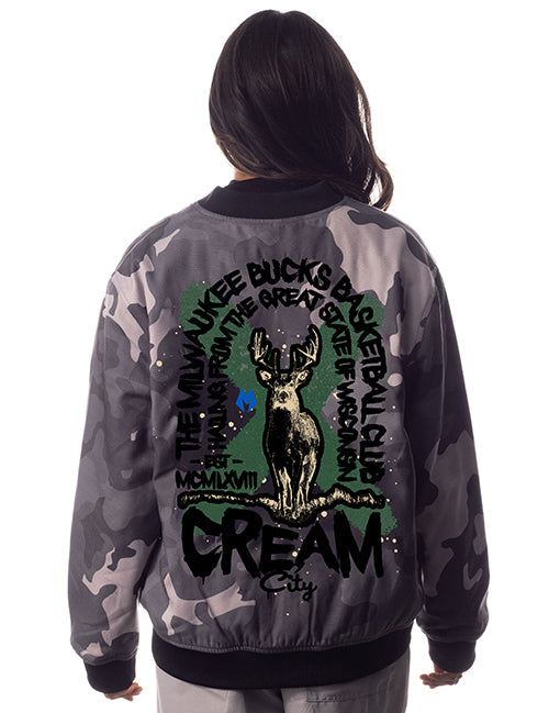 The Wild Collective Cargo Club Milwaukee Bucks Bomber Jacket-back 2