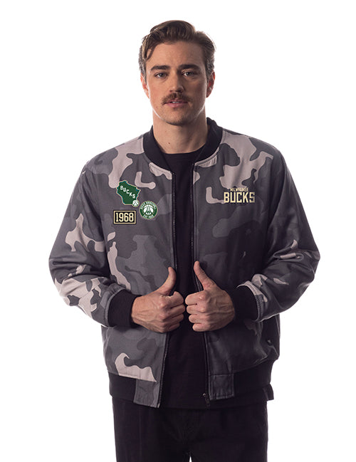 The Wild Collective Cargo Club Milwaukee Bucks Bomber Jacket- front 1