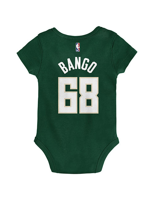 Newborn Outerstuff Bango Icon Milwaukee Bucks Onesie in Green - Back View