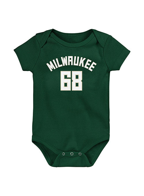 Newborn Outerstuff Bango Icon Milwaukee Bucks Onesie in Green - Front View