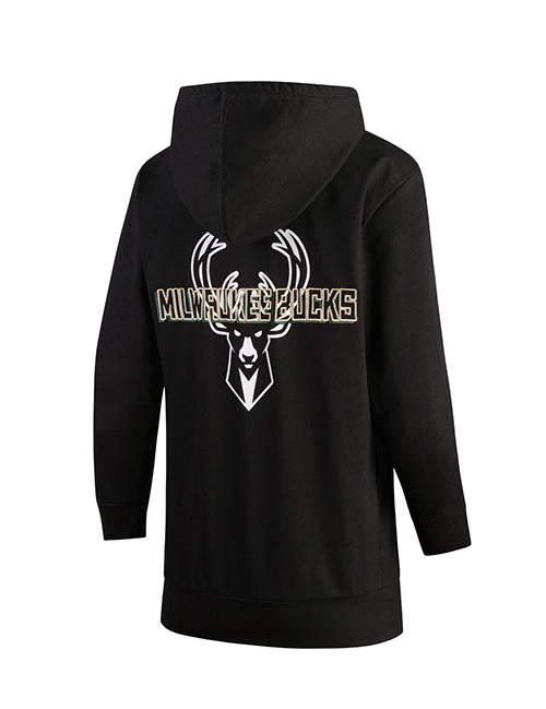 Women's Stadium Essentials Terrace Black Milwaukee Bucks Hooded Sweatshirt-back 