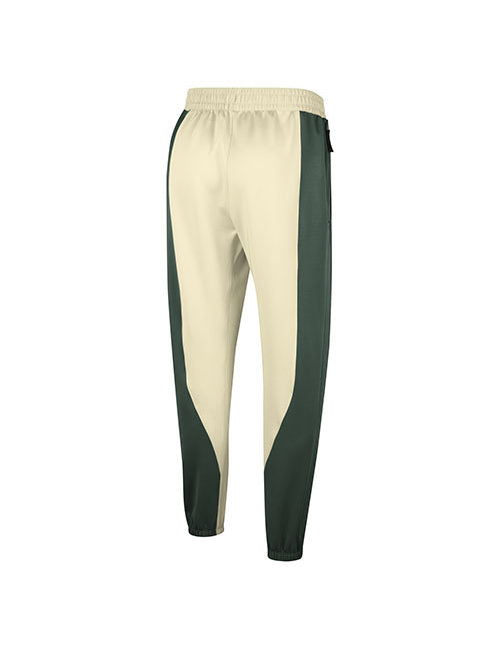 Nike Showtime FIR Opal Milwaukee Bucks Sweatpants in Green and Tan - Back View