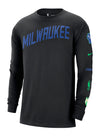 Nike 2023-24 City Edition Essential Max90 Black Milwaukee Bucks Long Sleeve T-Shirt-front 