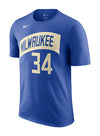 Nike 2023-24 City Edition Giannis Antetokounmpo Milwaukee Bucks T-Shirt- front 
