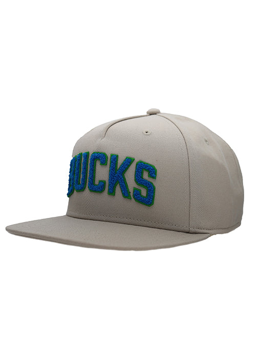 Sportiqe 2023-24 City Edition Chenille Cream Milwaukee Bucks Snapback Hat