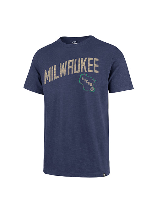 47 Brand Scrum Grit Wordmark Milwaukee Bucks T-Shirt