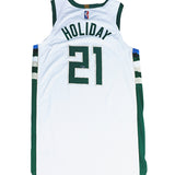 Signed Game-Used Nike Association Edition Jrue Holiday Milwaukee Bucks Authentic Jersey-back