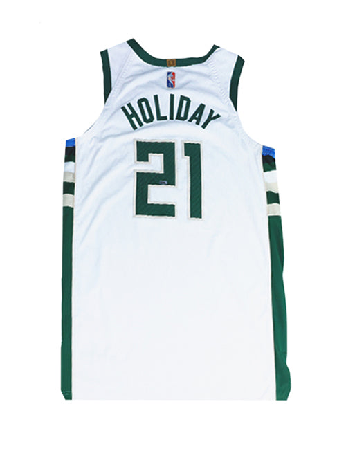 Signed Game-Used Nike Association Edition Jrue Holiday Milwaukee Bucks Authentic Jersey-back