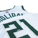 Signed Game-Used Nike Association Edition Jrue Holiday Milwaukee Bucks Authentic Jersey-signature