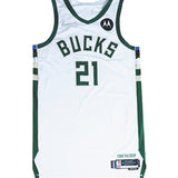 Signed Game-Used Nike Association Edition Jrue Holiday Milwaukee Bucks Authentic Jersey-front