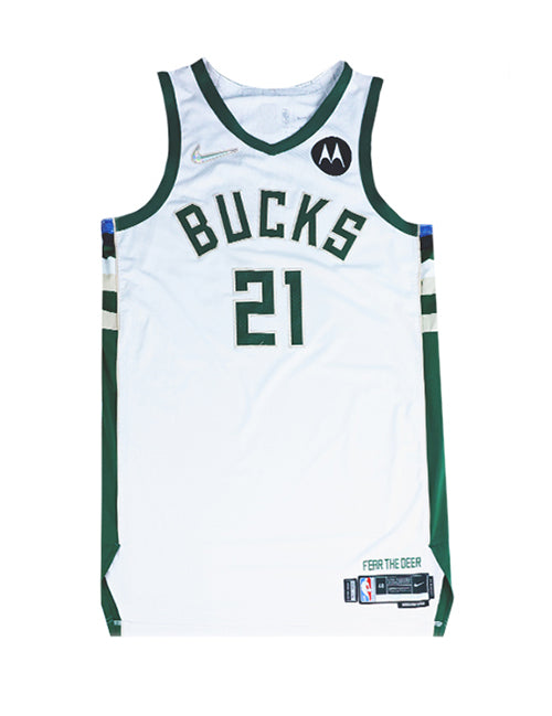 Signed Game-Used Nike Association Edition Jrue Holiday Milwaukee Bucks Authentic Jersey-front