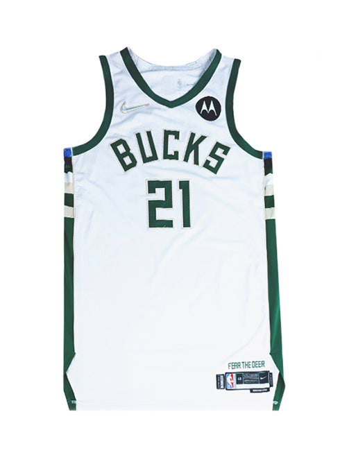 Signed Game-Used Nike Association Edition Jrue Holiday Milwaukee Bucks Authentic Jersey-front