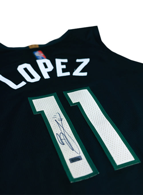 Signed Game-Used Jordan 2020 Statement Edition brook Lopez Milwaukee Bucks Authentic Jersey-signature