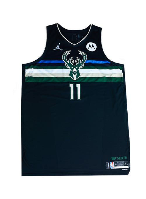 Signed Game-Used Jordan 2020 Statement Edition brook Lopez Milwaukee Bucks Authentic Jersey-front