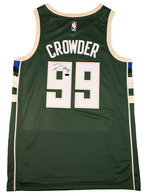 Signed Nike Icon Edition Jae Crowder Milwaukee Bucks Swingman Jersey-back