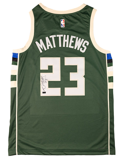 Signed Nike Icon Edition Wesley Matthews Milwaukee Bucks Swingman Jersey-back