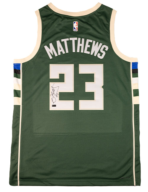 Signed Nike Icon Edition Wesley Matthews Milwaukee Bucks Swingman Jersey-back