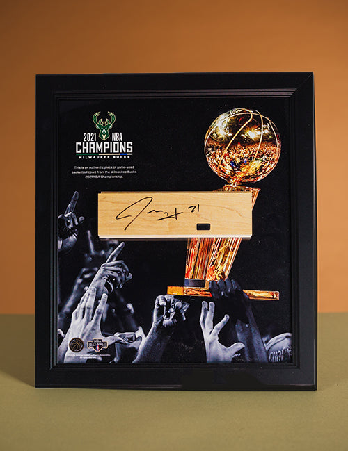 Signed Artsman Jrue Holiday Milwaukee Bucks Court Framed 3 Point 15"x17"