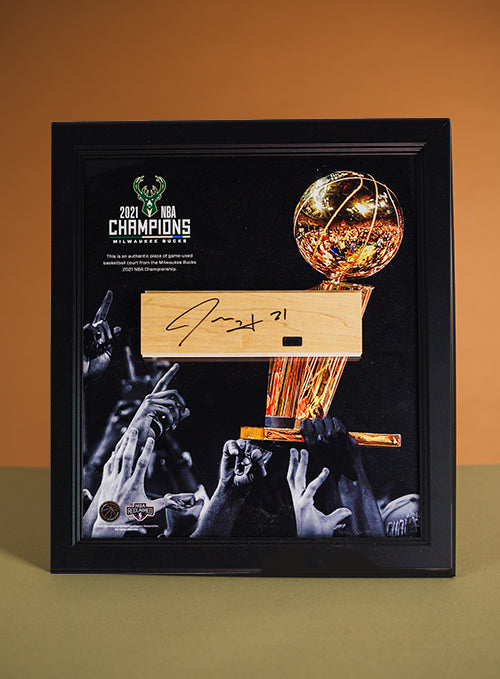 Signed Artsman Jrue Holiday Milwaukee Bucks Court Framed 3 Point 15"x17"