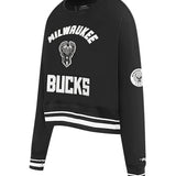 Women's Pro Standard Pearls Milwaukee Bucks Crewneck Sweatshirt-angled front