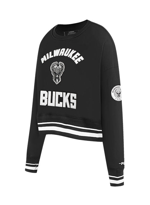 Women's Pro Standard Pearls Milwaukee Bucks Crewneck Sweatshirt-angled front