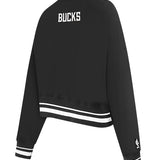 Women's Pro Standard Pearls Milwaukee Bucks Crewneck Sweatshirt-angled back