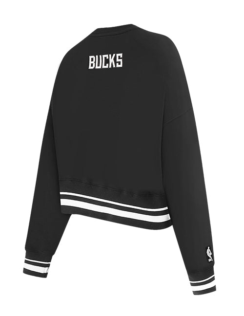 Women's Pro Standard Pearls Milwaukee Bucks Crewneck Sweatshirt-angled back