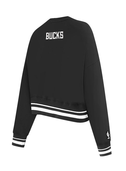 Women's Pro Standard Pearls Milwaukee Bucks Crewneck Sweatshirt-angled back