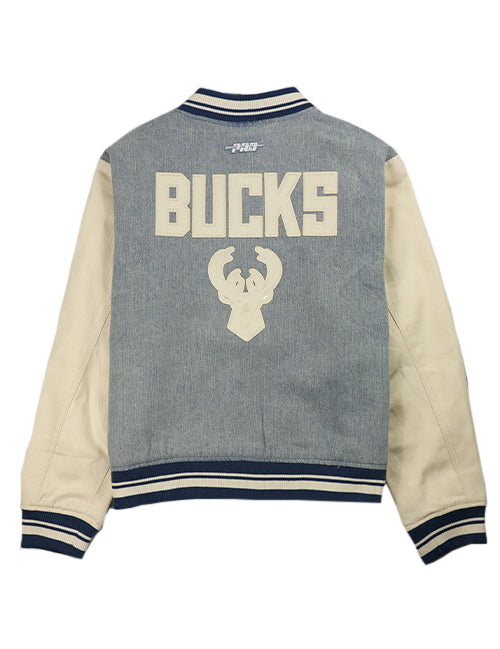 Women's Pro Standard Varsity Blues Milwaukee Bucks Denim Jacket-back