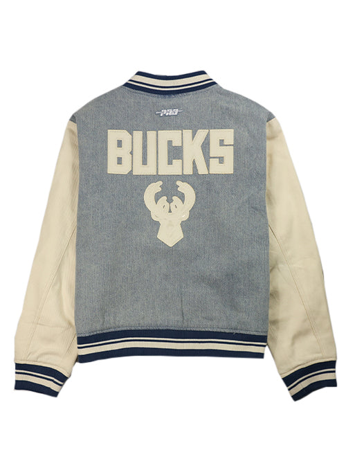 Women's Pro Standard Varsity Blues Milwaukee Bucks Denim Jacket-back