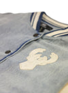 Women's Pro Standard Varsity Blues Milwaukee Bucks Denim Jacket-front close up