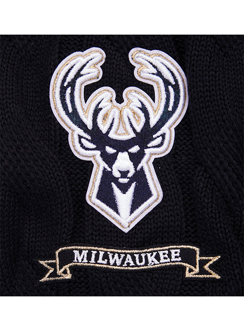 Women's Pro Standard Prop Prep Milwaukee Bucks V-Neck Sweatshirt-sleeve patch