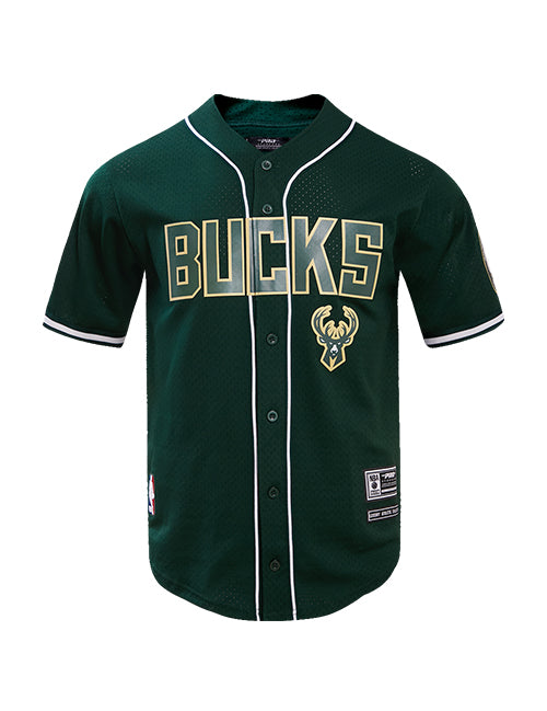 Pro Standard Mesh Classic Green Milwaukee Bucks Baseball Jersey- Front VIew