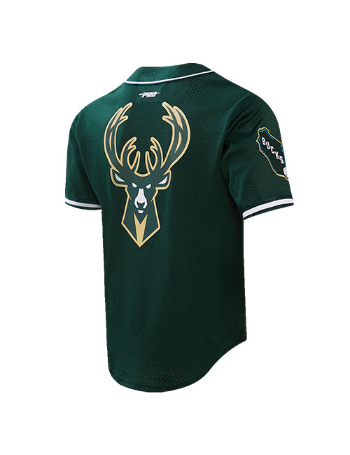 Pro Standard Mesh Classic Green Milwaukee Bucks Baseball Jersey-Angled Back View 