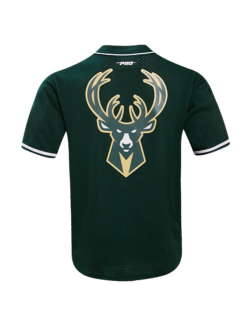 Pro Standard Mesh Classic Green Milwaukee Bucks Baseball Jersey- Back VIew