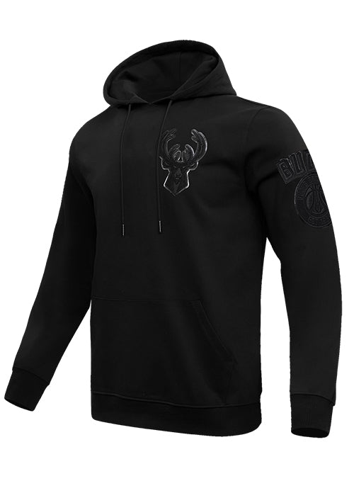 Pro Standard Triple Black Milwaukee Bucks Hooded Sweatshirt-angled front 