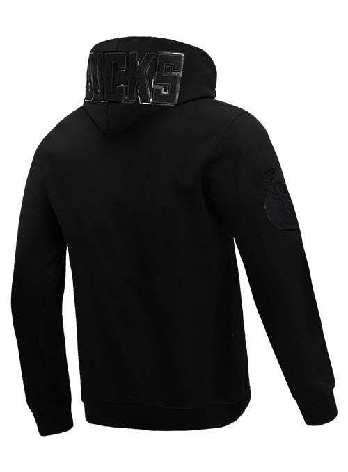 Pro Standard Triple Black Milwaukee Bucks Hooded Sweatshirt- angled back 