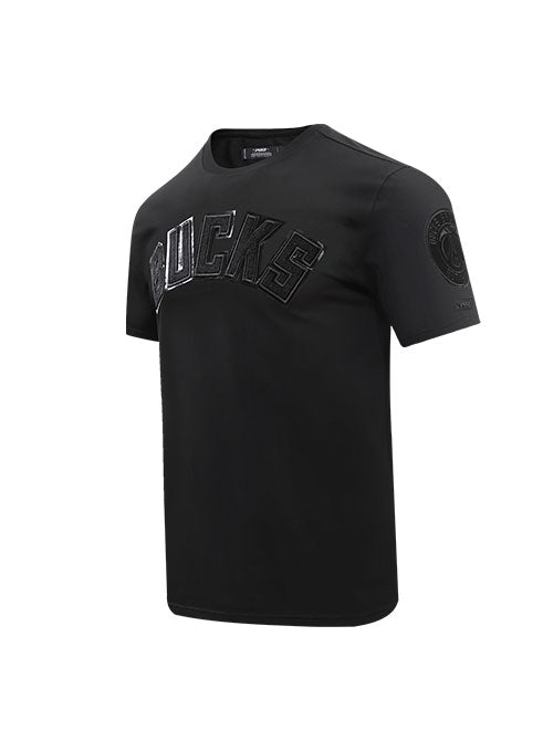 Pro Standard Triple Black Milwaukee Bucks T-Shirt - Angled Front Left Side View