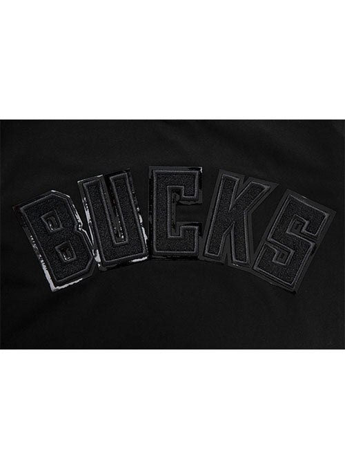 Pro Standard Triple Black Milwaukee Bucks T-Shirt - Zoomed in Front Logo View